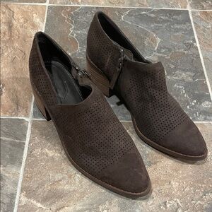 Chic Perforated Brown Ankle Booties